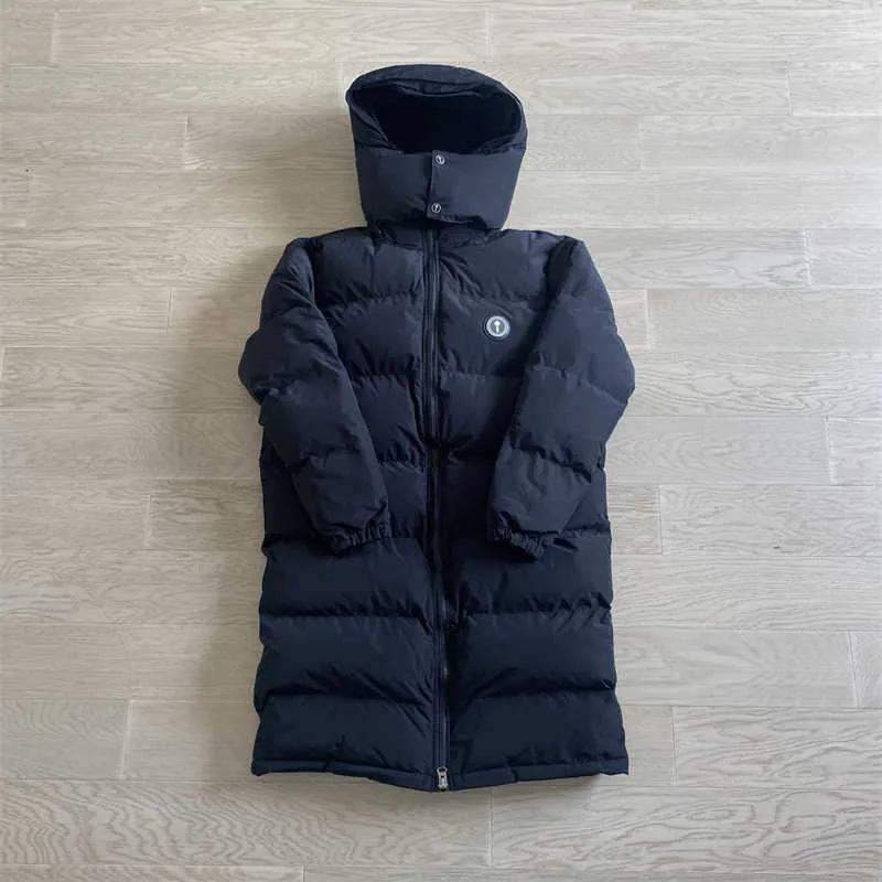 Trapstar London Down Jacket Black Long Coat Irongate 1 a 1 Premium bordado para mujeres Winter Warm