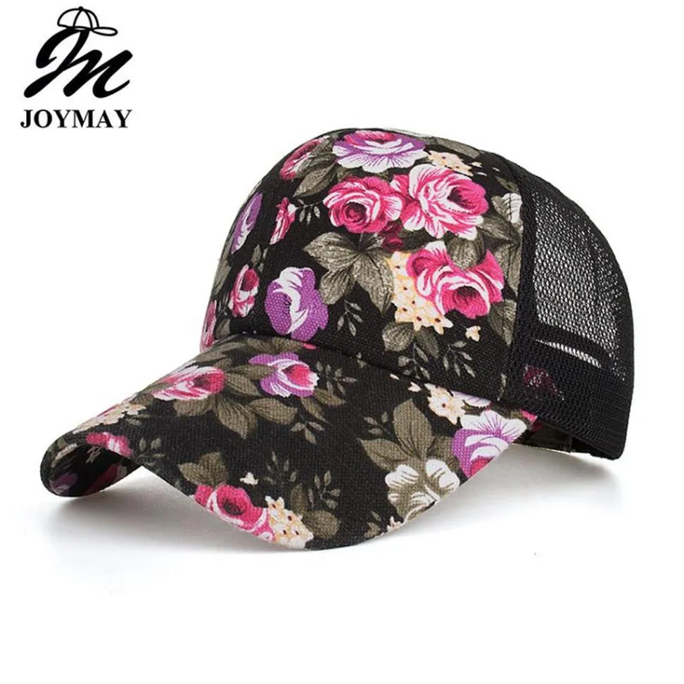 Joymay 2020 Meash Baseball Cap Women Floral Snapback Summer Mesh 모자 캐주얼 조정 가능한 캡 드롭 수용 B544312I