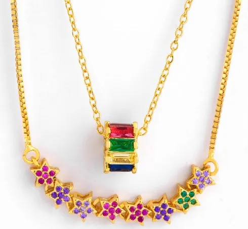 Colliers de bijoux Pendants Cercle de fleur O Collier de chaîne Zircone Jewelry Cumbic Crystal Cz Fashion Charm QH34QH