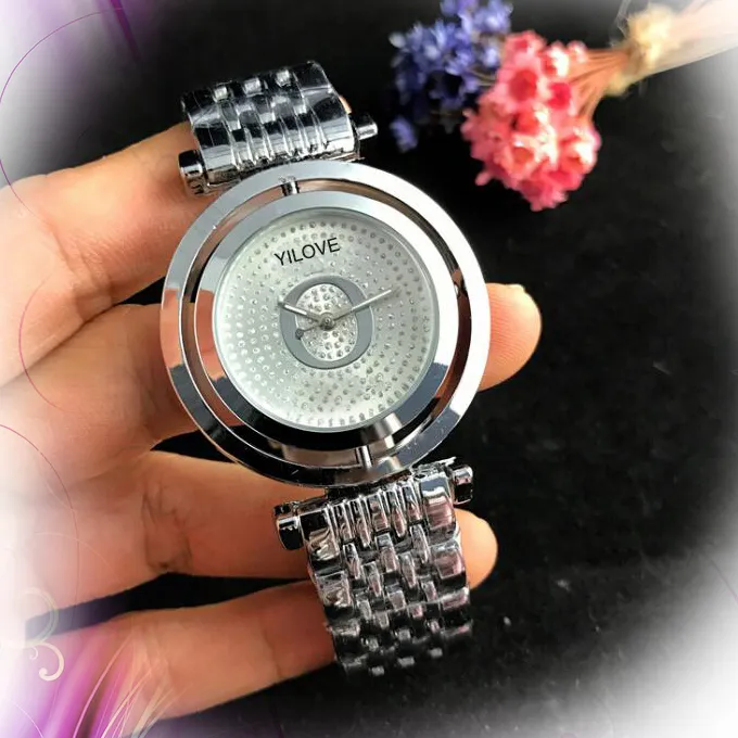 أفضل العلامة التجارية الفاخرة نساء كاملات Crystal Watch Gift بالجملة رومانية No Numeral Scale Quartz Battery Date Clock Work Fashion Sports Wristiats