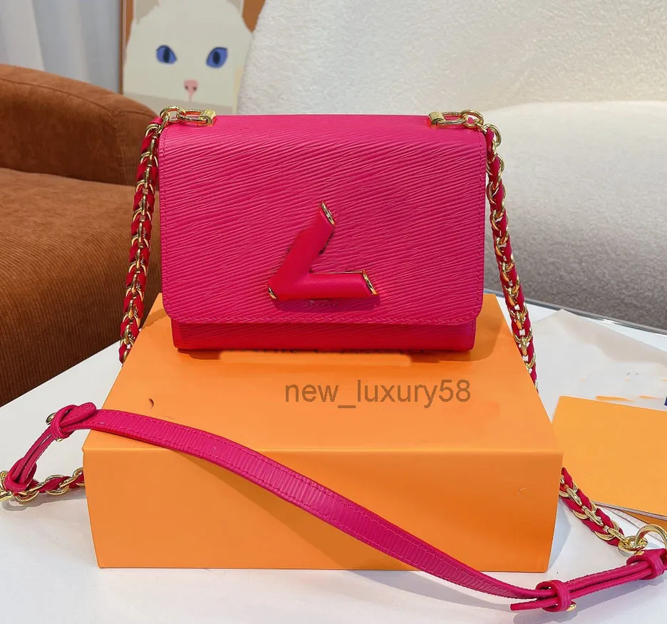 Designerväskor Läder V-lås Damväskor Svart Flap Handväska Lyxig Twist axelväska Lady Cross body rosa Väska Klassiska väskor Svarta plånböcker