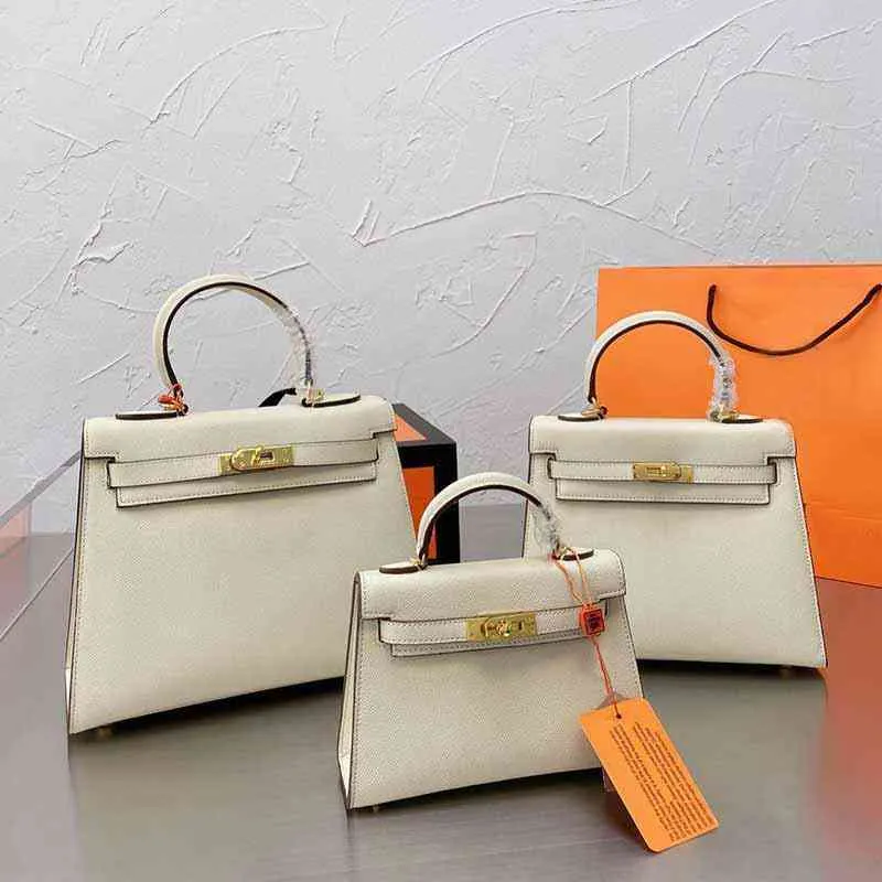 Women Bag Palm Grain Calf Leather Handbag High Quality Hardware Belt Purse With Silk Ribbon