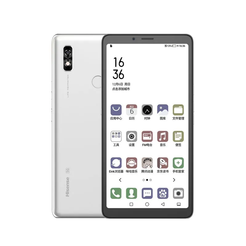 Original Hisense A7 CC 5G Teléfono móvil Facenote Ireader Ebook Pure Eink 6GB RAM 128GB ROM T7510 Android 6.7 "Pantalla de tinta a color 16.0MP Face ID Huella digital Teléfono celular inteligente