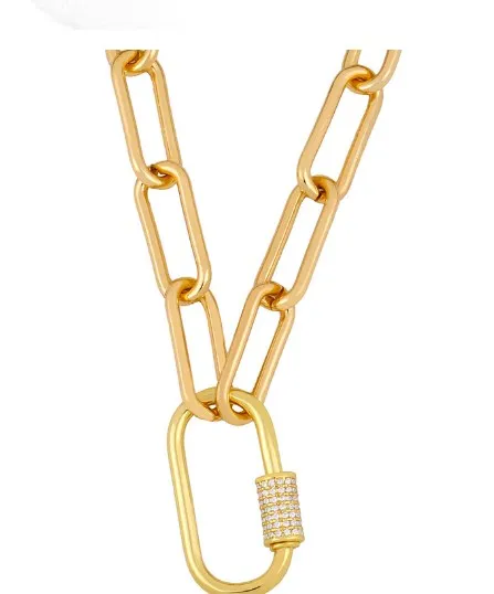 Colares de jóias pingentes Chain Chain Chain de quadro quadrado Calha de parafuso Colar de grama de zircônia jóias de jóias de cristal cúbico cz charme sj53