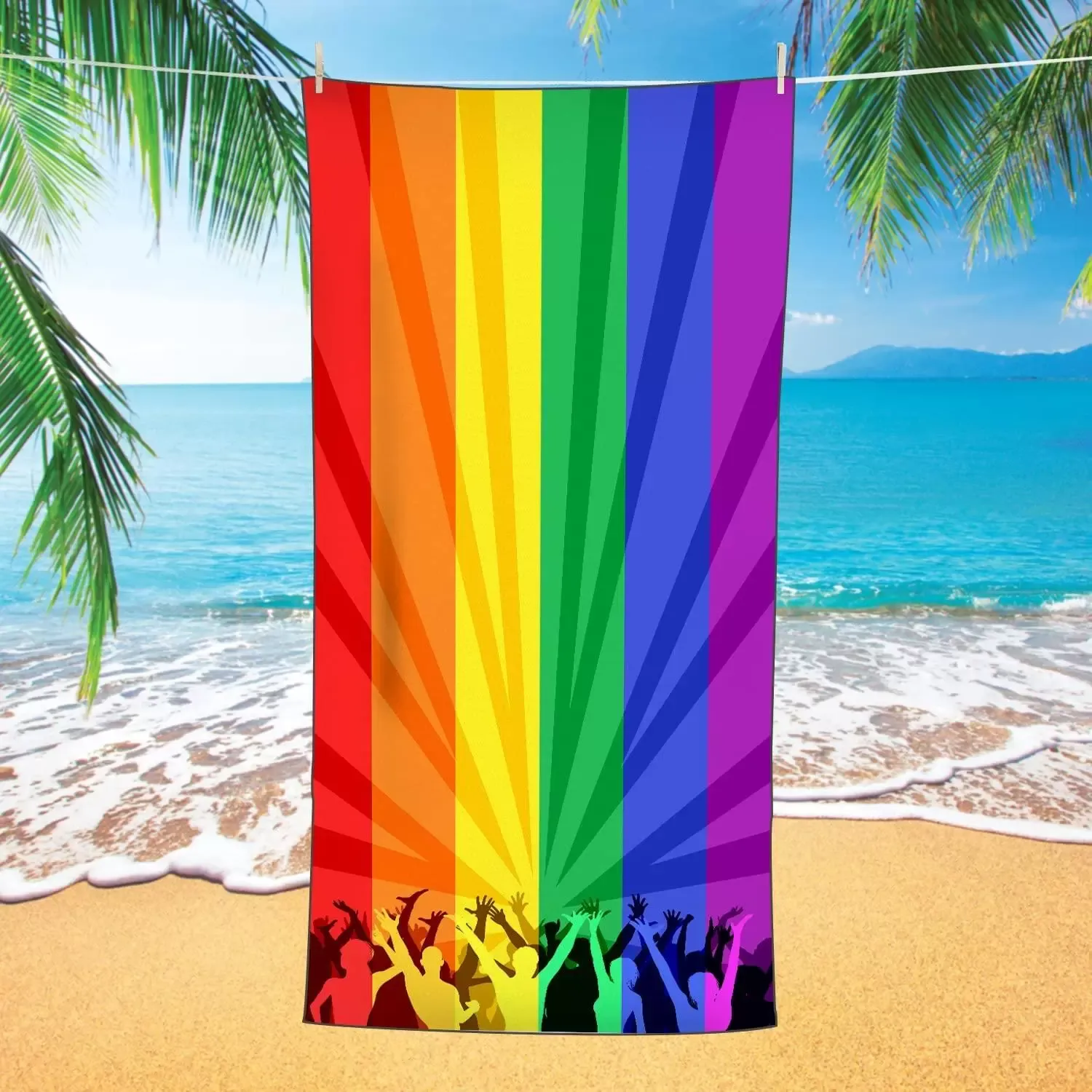 Rainbow Flags Gay Pride Beach Towel LGBT Pride Parade Bath Towels Decor Pride Stuff for Sports Travel Quick Dry