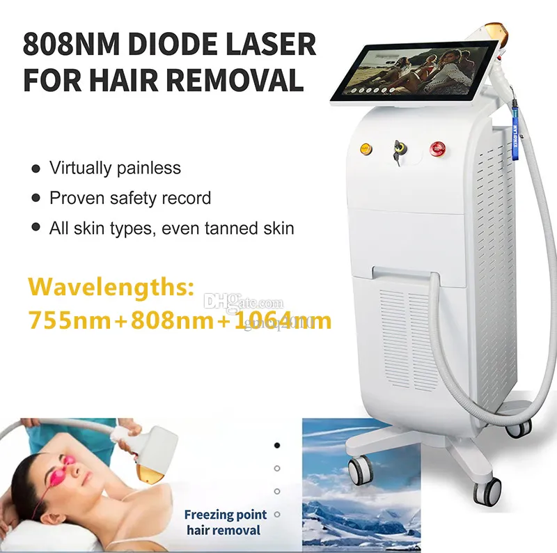 Hight End Laser Hair Hair Light Machine 808 нм 1064 нм 755 нм нежелательный