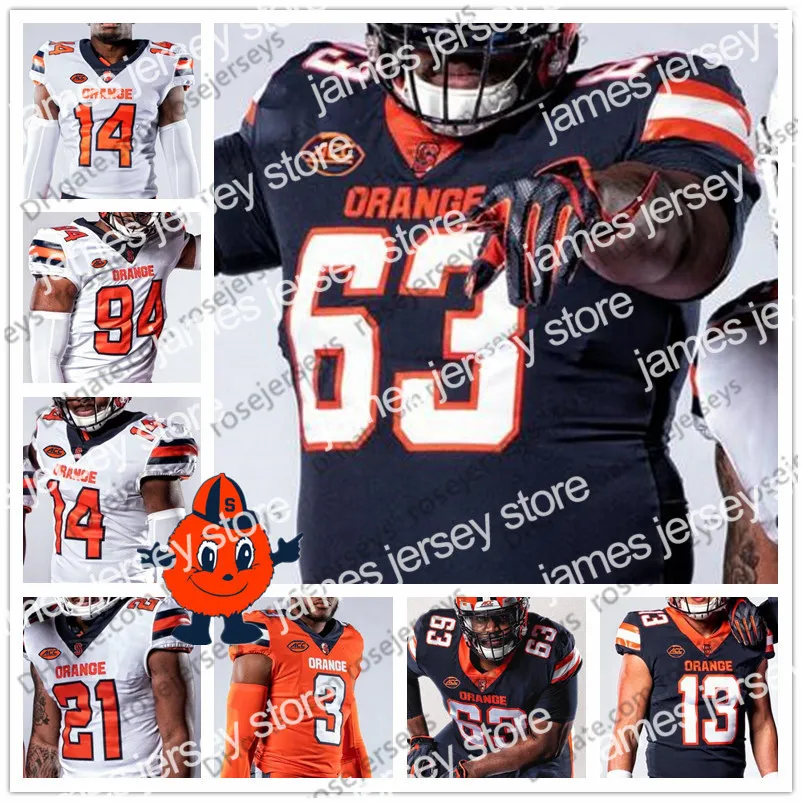 ملابس الكلية الأمريكية لكرة القدم 2019 NCAA Syracuse Orange # 2 Eric Dungey 1 Sean Riley 17 Jamal Custis 7 Andre Cisc 86 Trishton Jackson Blue White Football Jersey