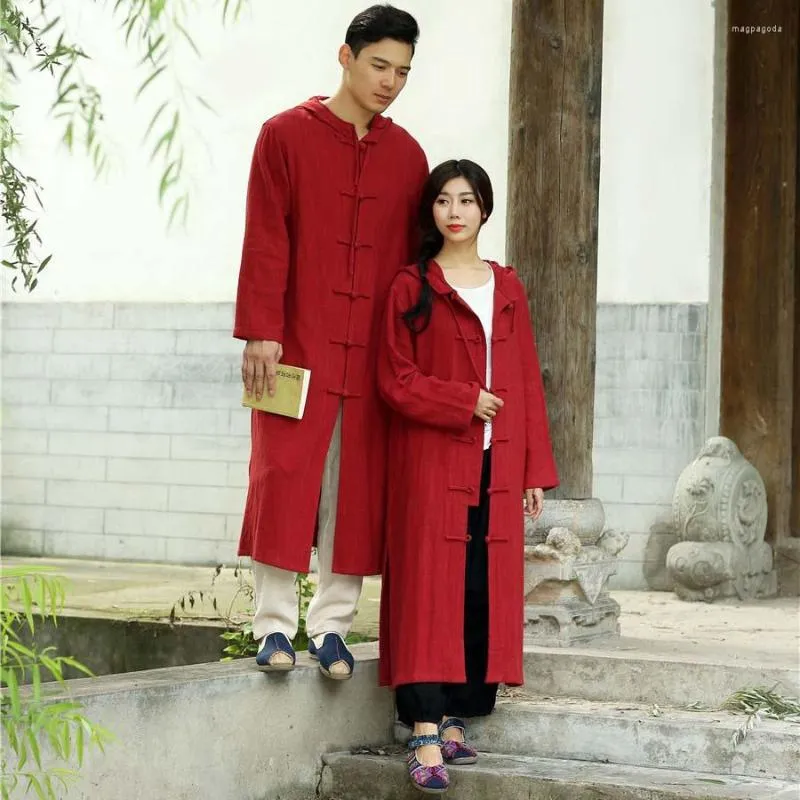 Vintage Hooded Linen Trench Coat For Men And Women Cool Long Coat