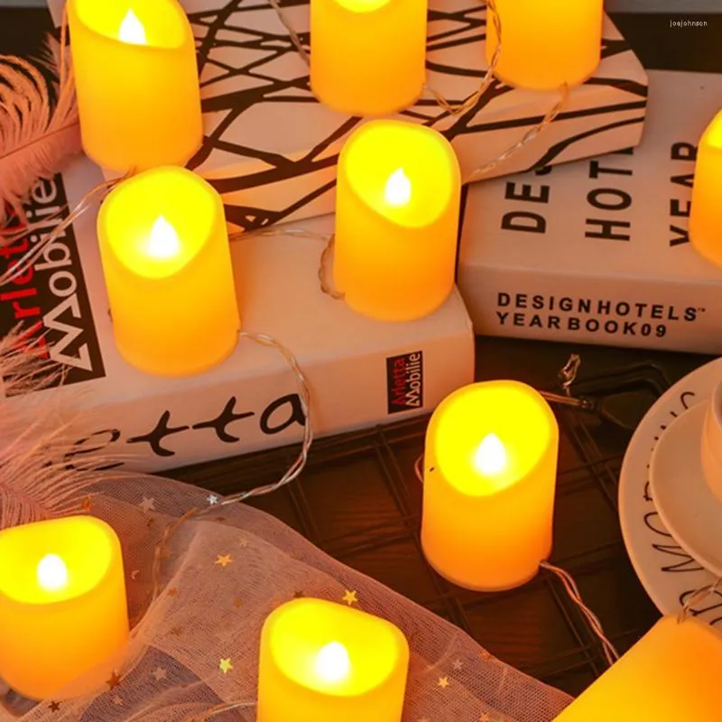 Strings Flameless Flickering LED Candles Light Romantic Valentines Wedding Lamp Home Living Room