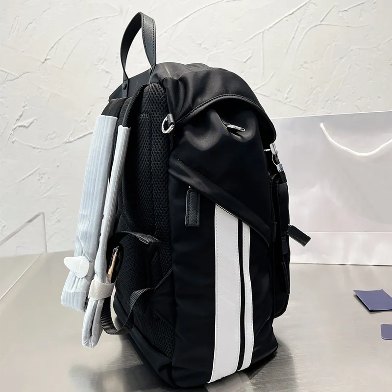 Designer Nylon Backpack for Men Fashion All Match Black Large Capacity Schoolbag
