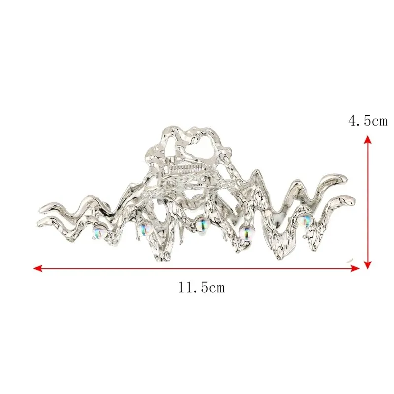 여성 불규칙한 헤어 클립 라인 스톤 펑크 스타일 금속 헤어 발톱 바렛 여성 헤어 액세서리