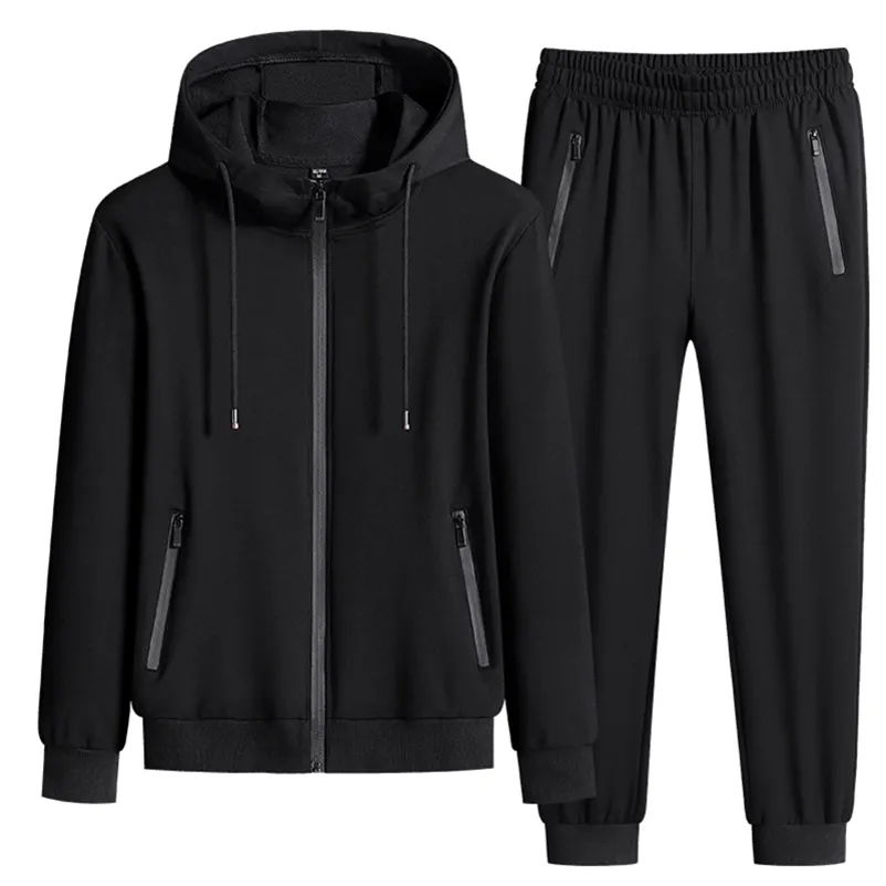 Parcours masculin Tracksuit Sports Men Sportswear Spring Automne Vêtements Capuche Hooded Male 2 pièces Sweat-shirt Pantalon Sweat Taille 7xl 8xl 220905