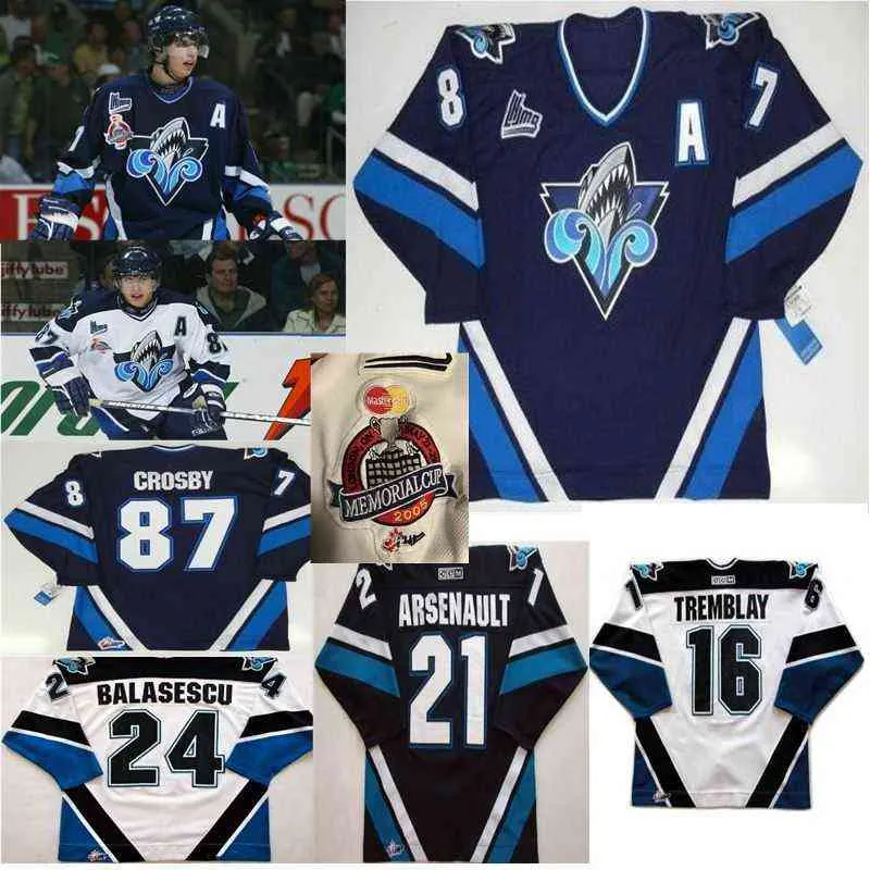 College Hockey Wears College Rimouski Oceanic Hockey Maglie Sidney Crosby Maglie Alexis Lafreniere Brunet Balasescu Erick Tremblay Arsenault Custom Stitched