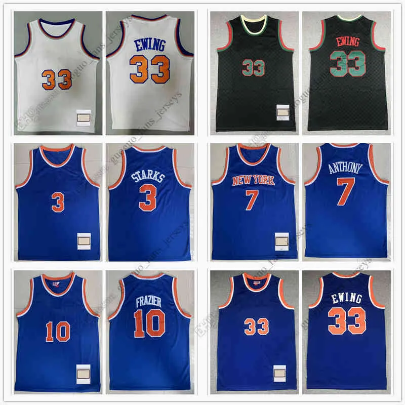 Retro Basketball Jerseys Starks 3 John Anthony 7 Carmelo Frazier 10 Walt 91-92 Ewing 33 Patrick High Quality Jersey Size S--XXL