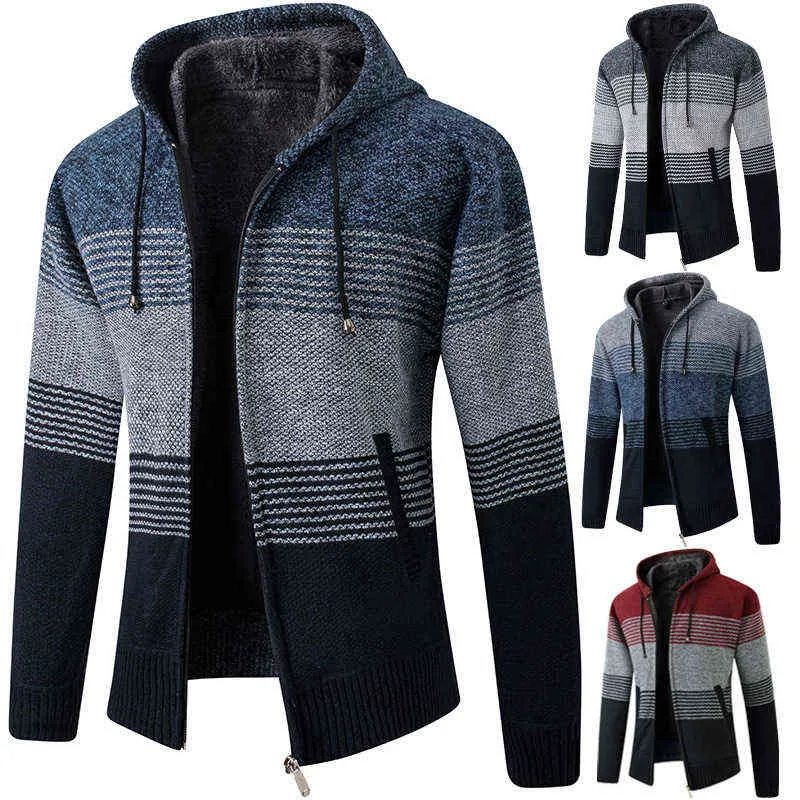 Maglioni da uomo Autunno Inverno Giacca da uomo con cappuccio in maglione caldo cashmere Casual in lana con cerniera Slim Fit Giacca in pile da uomo Cappotto Maglieria Maglione maschile T220906