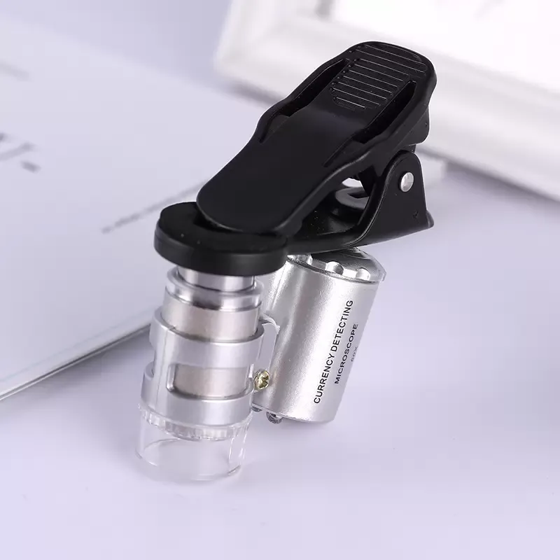 60X Clip-On phone Microscope Magnifier with LED / UV Lights for Universal Smart Phones Loupe Magnifiers Magnifying glass