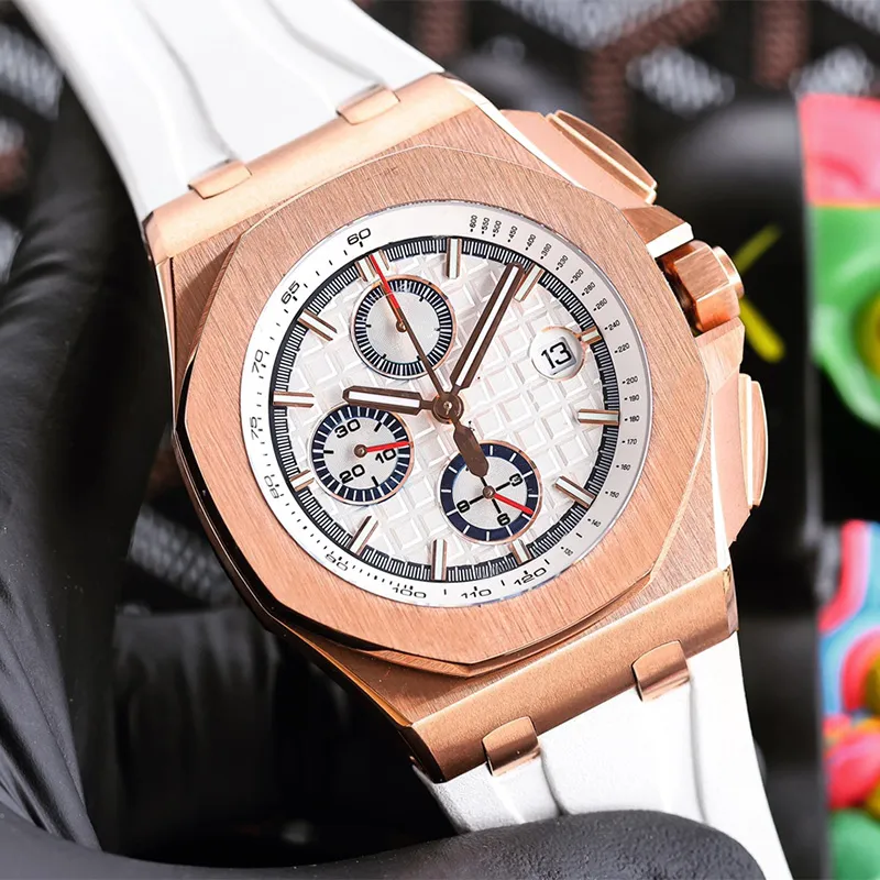Heren horloges Mechanisch horloge mode polshorloge 44 mm zachte rubberen riem saffier waterdichte orologio di lusso meerdere kleuren polshorloges