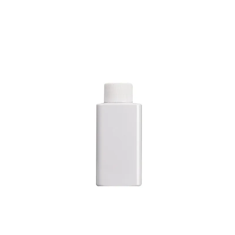 Pakken lege plastic witte fles platte schouder vierkant vorm huisdier wit schroef deksel met binnenstekker draagbare hervulbare cosmetische verpakking 60 ml 100 ml 120 ml 150 ml