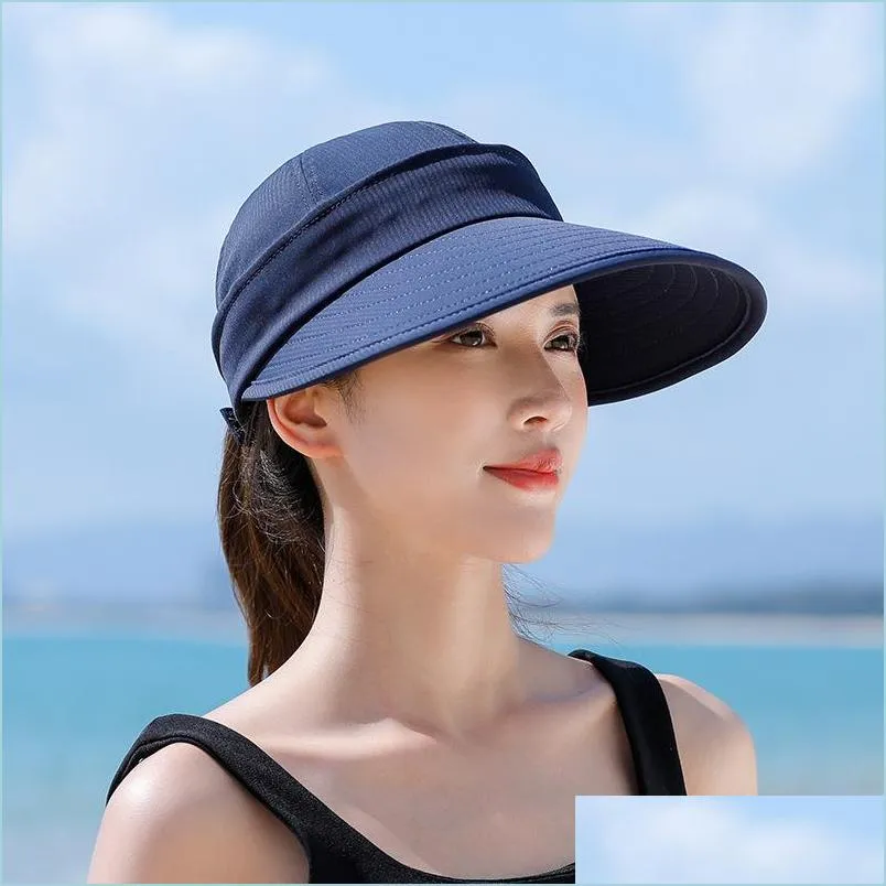 Cappello a tesa larga da donna Cappello da sole 2 in 1 Protezione con zip Cappelli da spiaggia con visiera per donna Golf 2022 Cappello estivo a tesa larga per ragazza Lady Ca Bdehome Dh6Fm