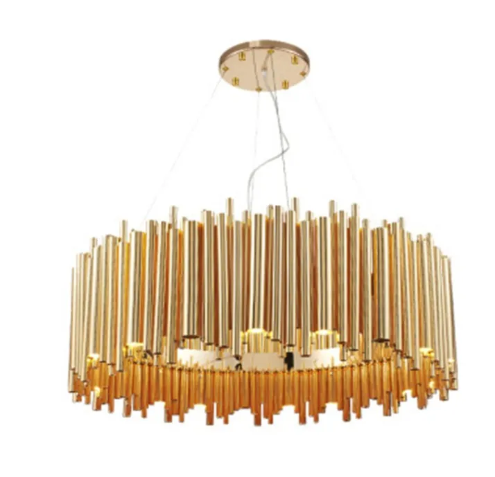 Luxuriöse moderne LED-Lampen Kronleuchter Gold Delightfull Tube Suspension Pendelleuchte Edelstahl Hängeleuchten