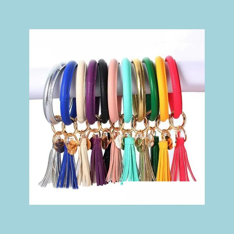 Porte-clés Porte-clés Bracelet en cuir Porte-clés Bracelet Bracelet Personnalisé Big O Boucle Porte-clés Bracelets Avec Tassel Keychians Drop D Dhtfj