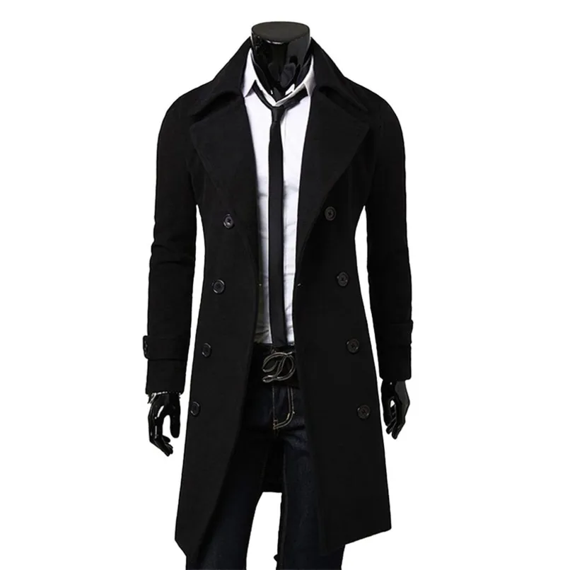 Hommes Trench-Coats Marque De Mode Automne Veste Long Trench-Coat Hommes De Haute Qualité Auto-culture Solide Hommes Manteau À Double Boutonnage Veste 220907