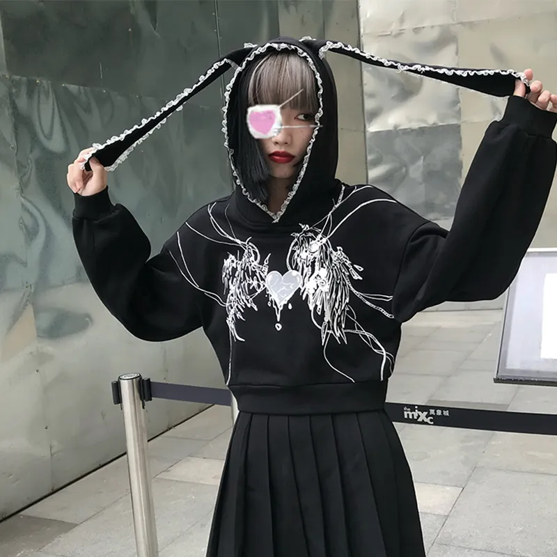 売れ筋商品|||エルエーポップアート カットソー トップス レディース Women's Halloween Bats Word Art Hooded Sweatshirt Black Soosuihoo Women y2k Skull Print Streetwear Hoddies Skeleton