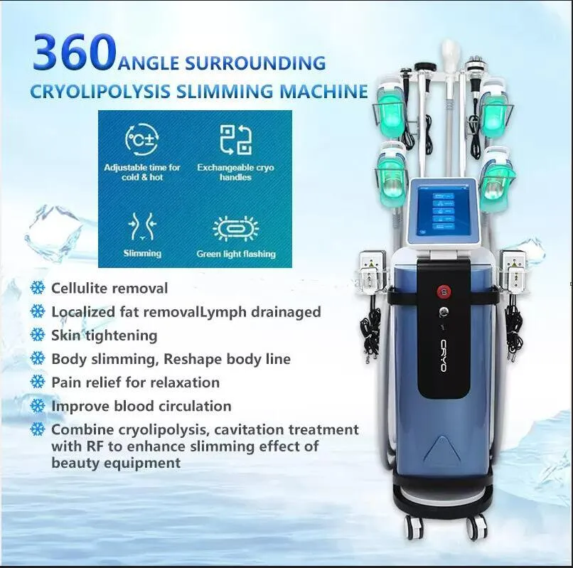 Krachtige 360 ​​Cryo Slimming cavitatie RF Lipolaser dubbele kinapparaat cryolipolisis bevriezing koel lichaam beeldhouwen systeem slanke vet bevriezen verlies gewicht machine