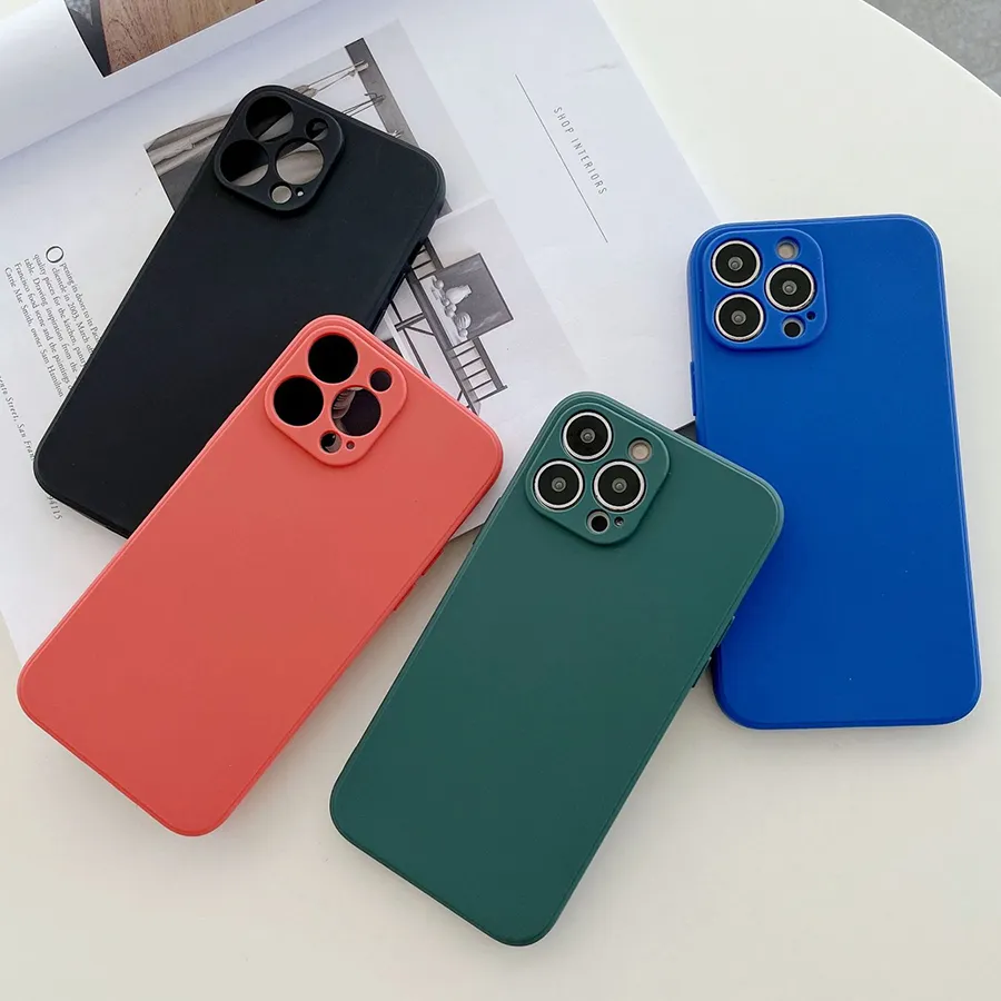 Cases Case For iPhone 15 Pro Max 14 Plus 13 Mini 12 11 Candy Color Soft Silicone Rubber Matte Shockproof Protective Cover