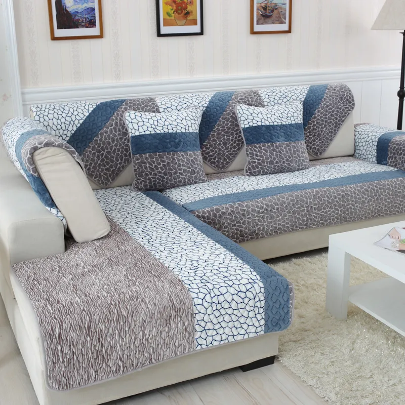 Coprisedili Divano per soggiorno Cuscino per divano a righe in peluche Cuscino per sedile moderno minimalista ad angolo Asciugamano Divano reclinabile 220906