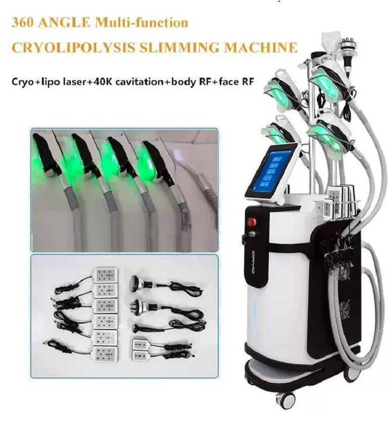 Originele 5 handgrepen 360 cryo vet bevriezen afslankmachine RF laser cavitatie gewichtsverlies schoonheidsuitrusting dubbele kin handvat cryoskinys cryotherapie apparaat