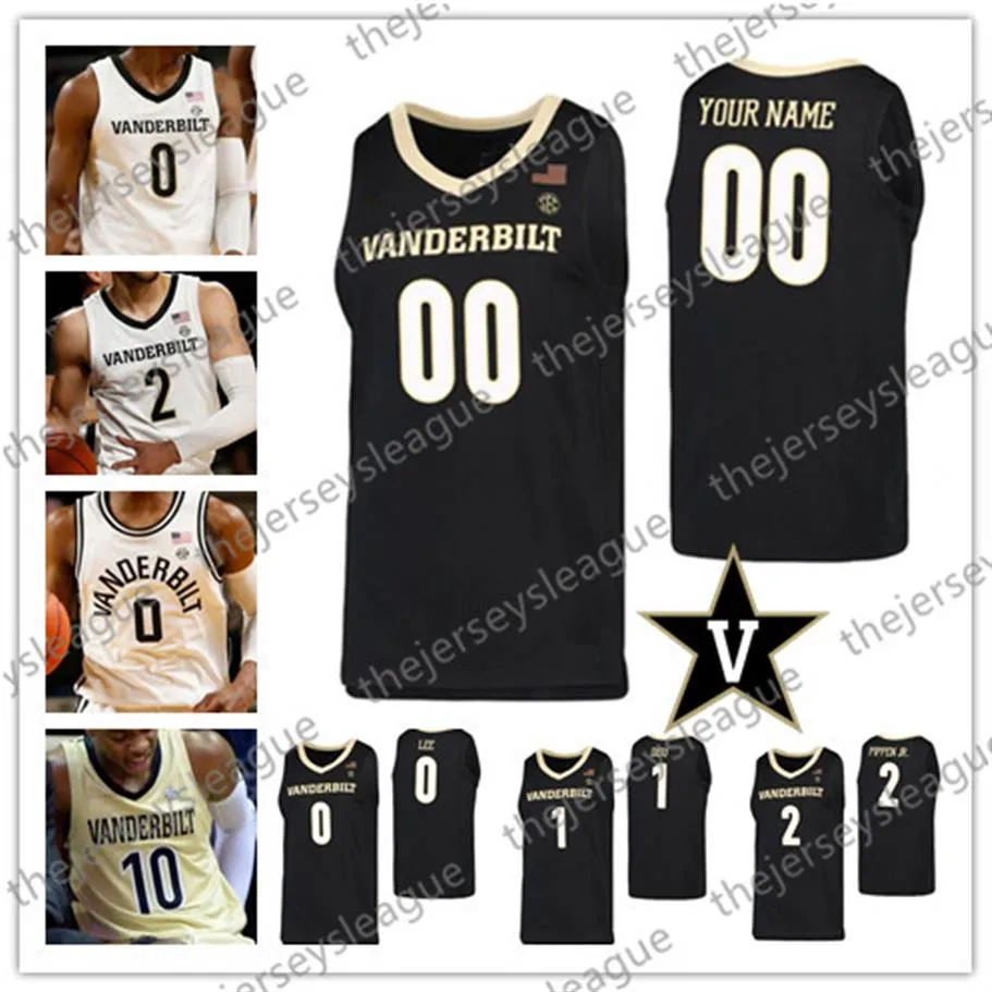 Custom Vanderbilt Commodores 2020 Баскетбол Белое черное золото 10 Гарленда 24 Аарон Несмит 0 Сабен Ли 1 Дилан Диссу Скотти Джерси 4xl280n