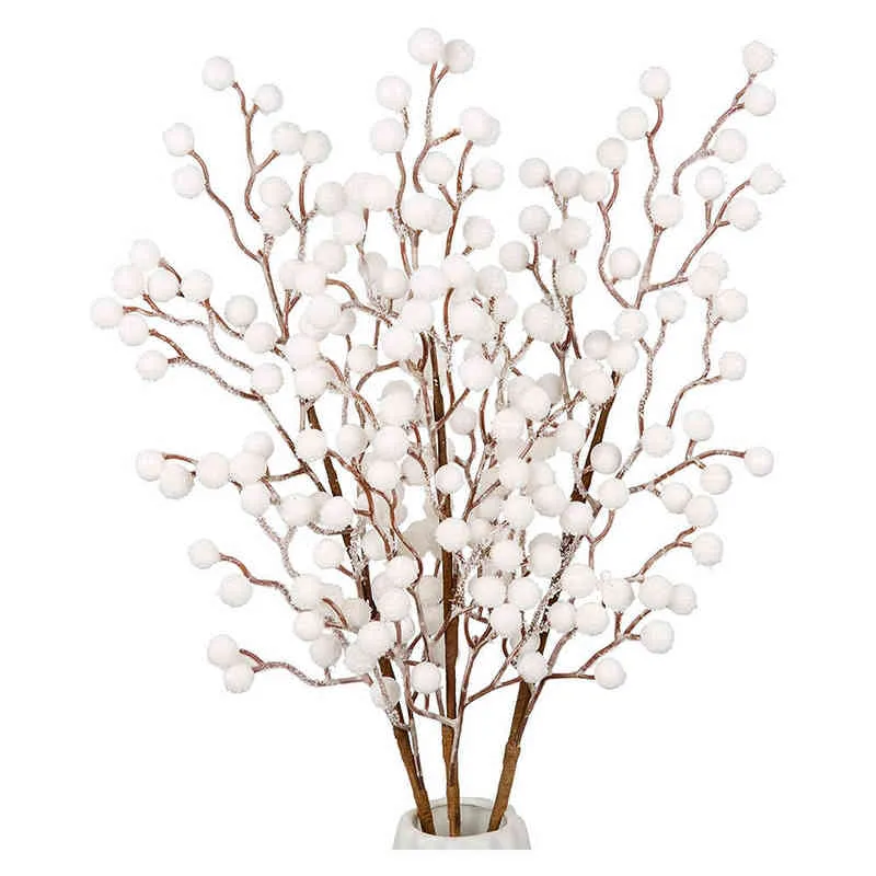 Sahte çiçek yeşillik 1pc yapay beyaz meyveler seçimleri Noel meyveleri dalları Noel çiçek parçaları masa centerpieces diy el sanatları j220906