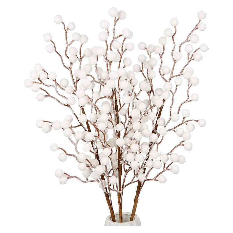 Faux Floral Greenery 1pc التوت الأبيض الاصطناعي يختار السيقان عيد الميلاد فروع عيد الميلاد قطع زهرة الجدول مركزية مركزية الحرف اليدوية J220906