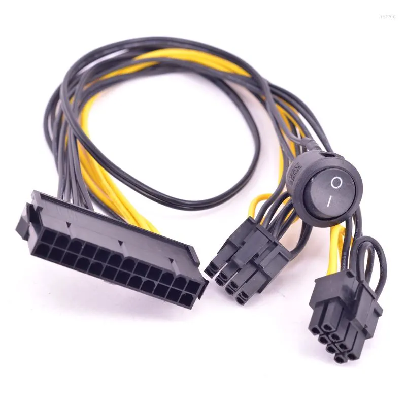 Cables de computadora ATX Power 24Pin a 2 puertos 6 Pin 8 con interruptor de encendido y apagado Cable PCIe 6Pin 8pin macho 24 suministro hembra