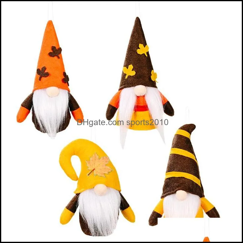 Party Favor Plush Pendant Doll Party Decorate Rudolph White Whiskers Pumpkin Hat Autumn Dolls Harvest Festival Maple Leaves Room Deco Dh3Jq