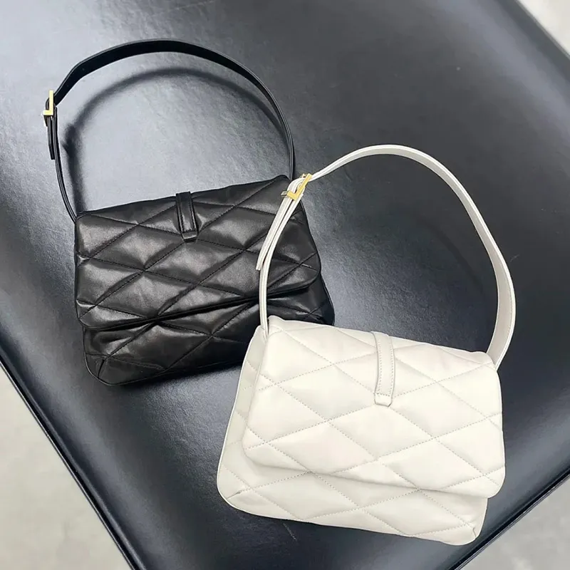 Nouveau Sac Hobo noir LE 57 sacs à bandoulière à rabat en cuir véritable sac carré matelassé blanc femmes sac à main