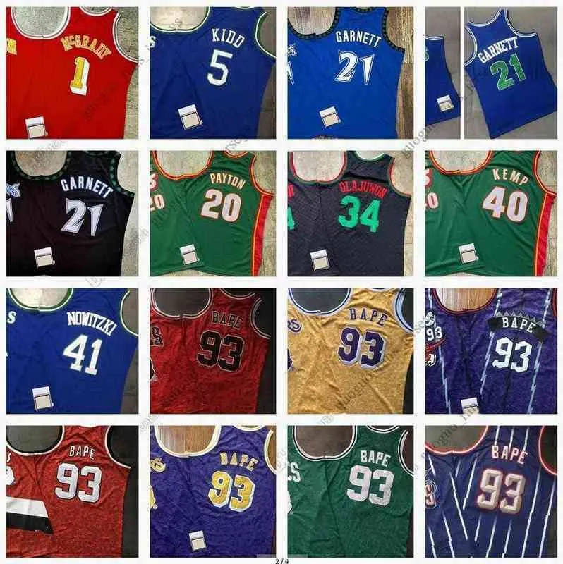 Jerseys de basket-ball rétro cousus 20 Payton 40 Kemp 34 Allen 41 Nowitzki Jersey de haute qualité Blue Size S - xxxl