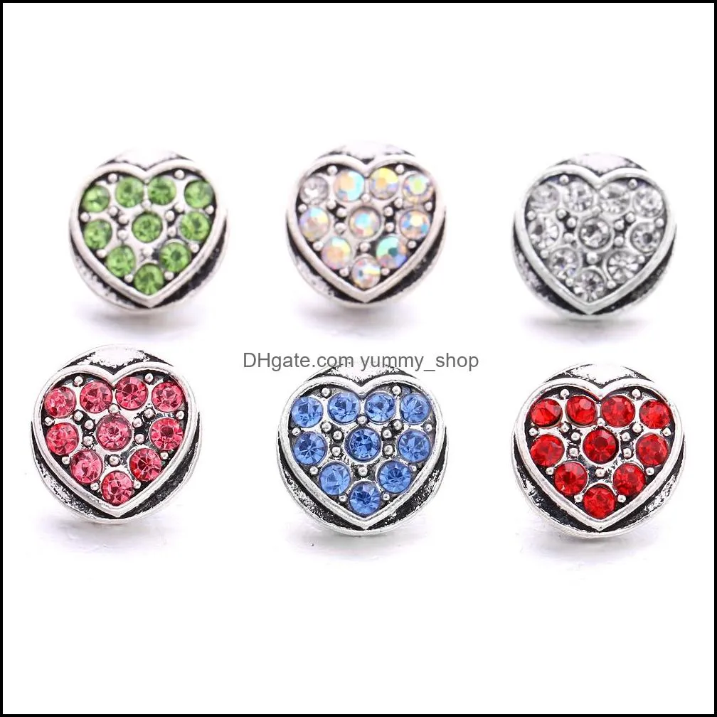 Autres composants de bijoux de bouton-pression en strass de coeur de mode 12mm boutons-pression en métal boutons adaptés boucles d'oreilles bracelet bracelet Noos Dhseller2010 Dhigs