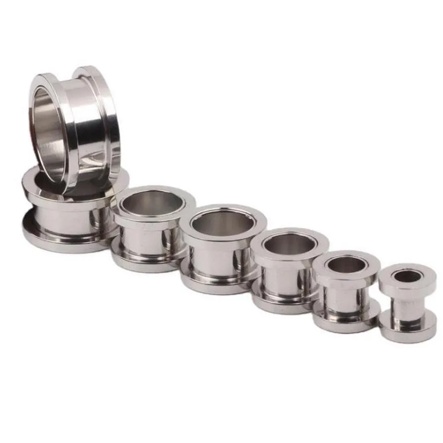 Fişler Tüneller Jewelry100pcs Lot Mix 2-10mm Paslanmaz Çelik Vidalı Kulak Fiş Tüneli Piercing Gövde Takı Damlası Teslimat 2021 283W