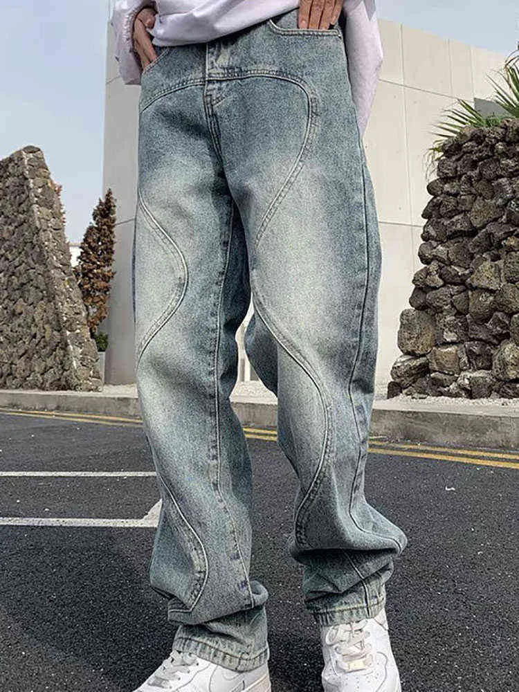Женские джинсы Американские винтажные джинсы Женщины с широко ногами, прямые брюки Мужчины весна осень 2022 г. Новая модная высокая улица, тренд стиля хип-хопа T220825