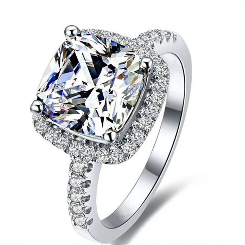 US GIA Certyfikat Sona Diamond Pierścień 3 CT Solid 925 Srebrny Srebrny Pierścień zaręczynowy