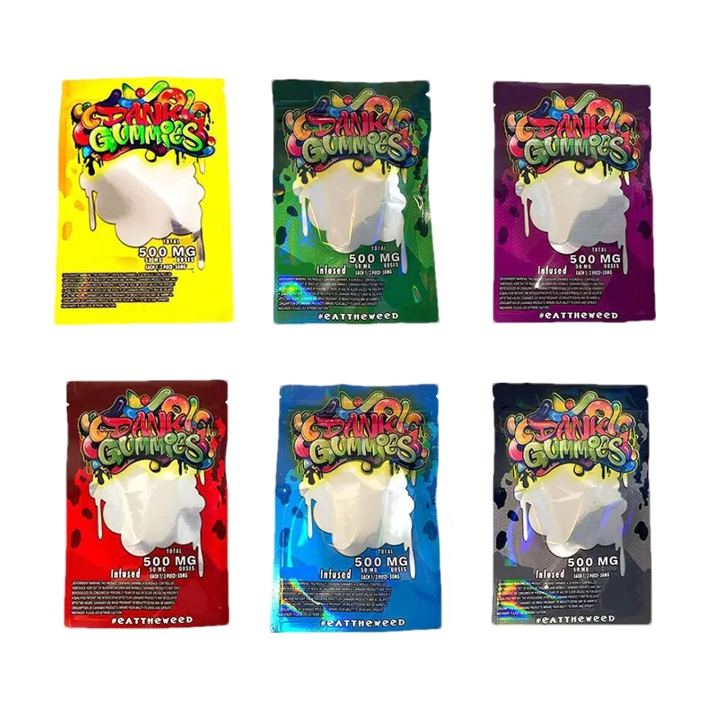 Пустые Dank Gummies 500 мг Gummmies Упаковочные пакеты пустые съедобные пакетные пакет
