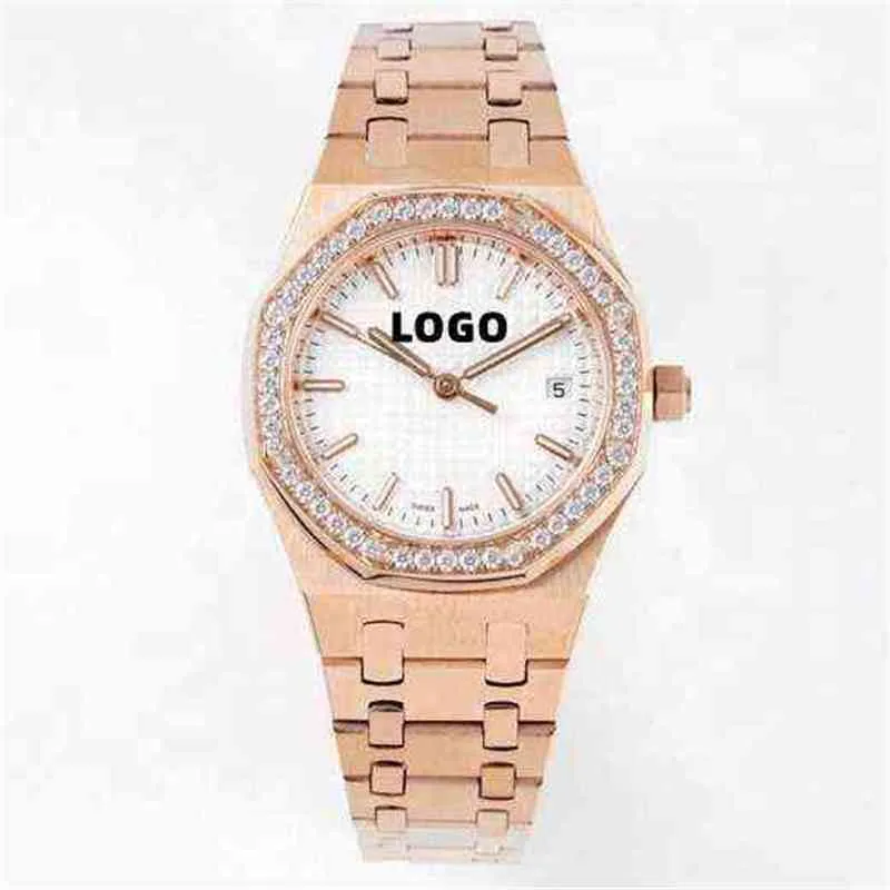 Diver Luxus mechanische Damenuhr Fabrik 34 mm 77351 Eta 5800 Uhrwerk Roségold Marke Damen Diamant