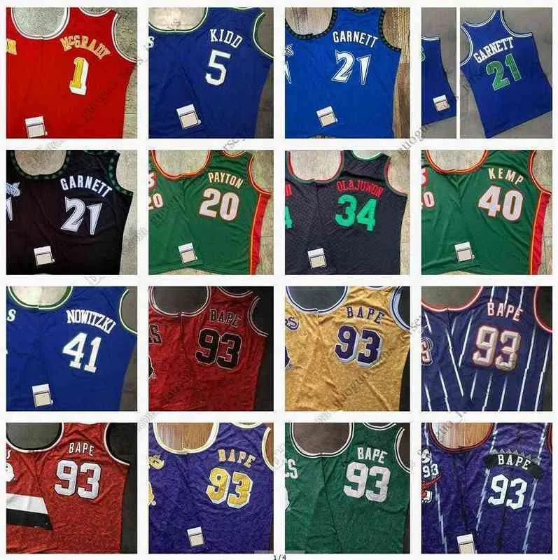 Jerseys de basket-ball rétro cousus 20 Payton 40 Kemp 34 Allen 41 Nowitzki Jersey de haute qualité Taille S - xxxl022221