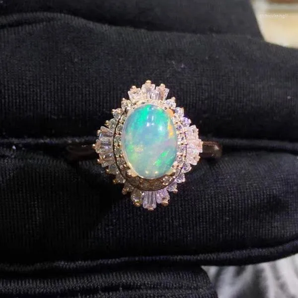 Clusterringe nat￼rliche echte wei￟e Opal -Luxus -Oval Ring 7 9 mm 1.1ct Edelstein 925 Sterling Silber Fine Women Juwely J2122822