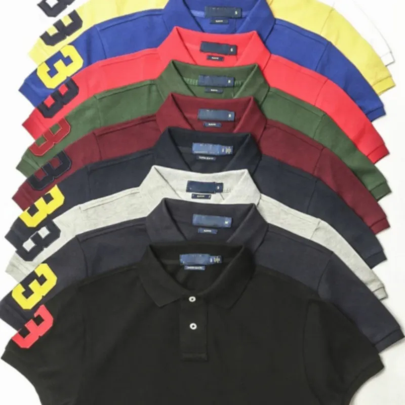 Yaz erkek lüks marka iş lapel gömlek gündelik kısa kolu işlemeli üst ince fit t-shirt s-2xl erkek tee binicilik logosu yüksek kaliteli tasarımcı