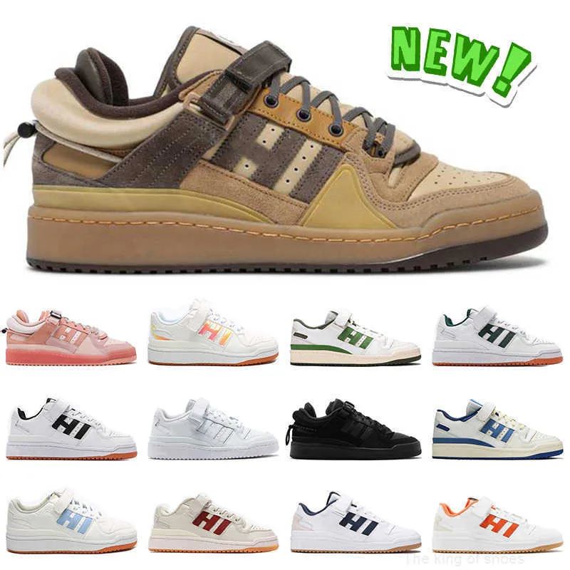 2021 ajoute Forum Low Running Shoes Bad Bunny Pink Easter Egg Retour à l'école Hommes Femmes Skate Shoe True Orange White Crew Navy Green Outdoor