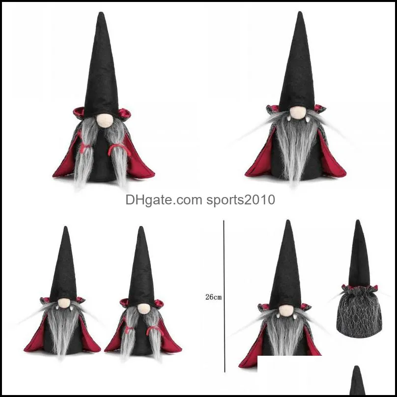 FEVERAÇÃO ACESSORES DE HALLOWEEN ACESSÓRIOS Festival Festival Festival Supplies Decoram Prop Cloth Dwarf Black Cloak Hat sem rosto boneca barbada dhebg