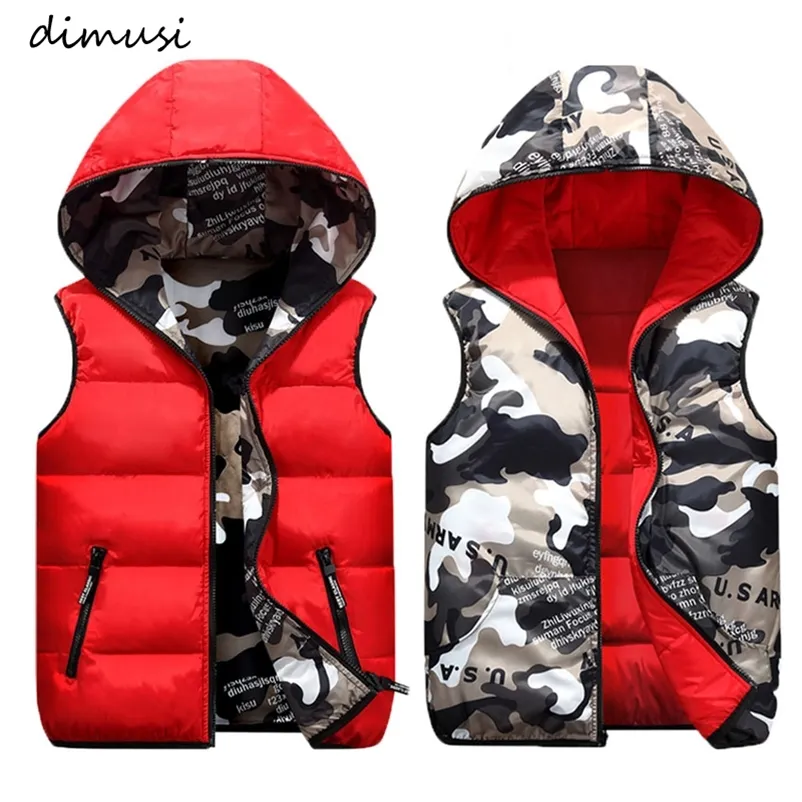 Gilets pour hommes Dimusi hiver vestes sans manches mâle double-usure coton-rembourré gilet à capuche manteaux hommes épais gilets chauds vêtements 220907